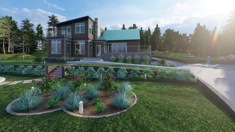 3d rendering of a backyard design